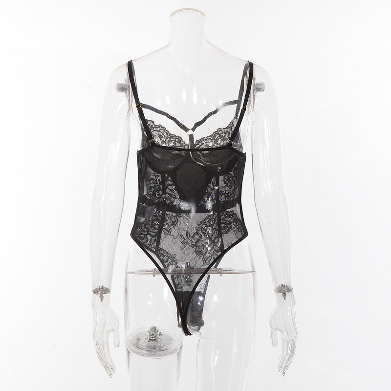 Black Perspective Integrated Bra And Pants Strap Set Back view