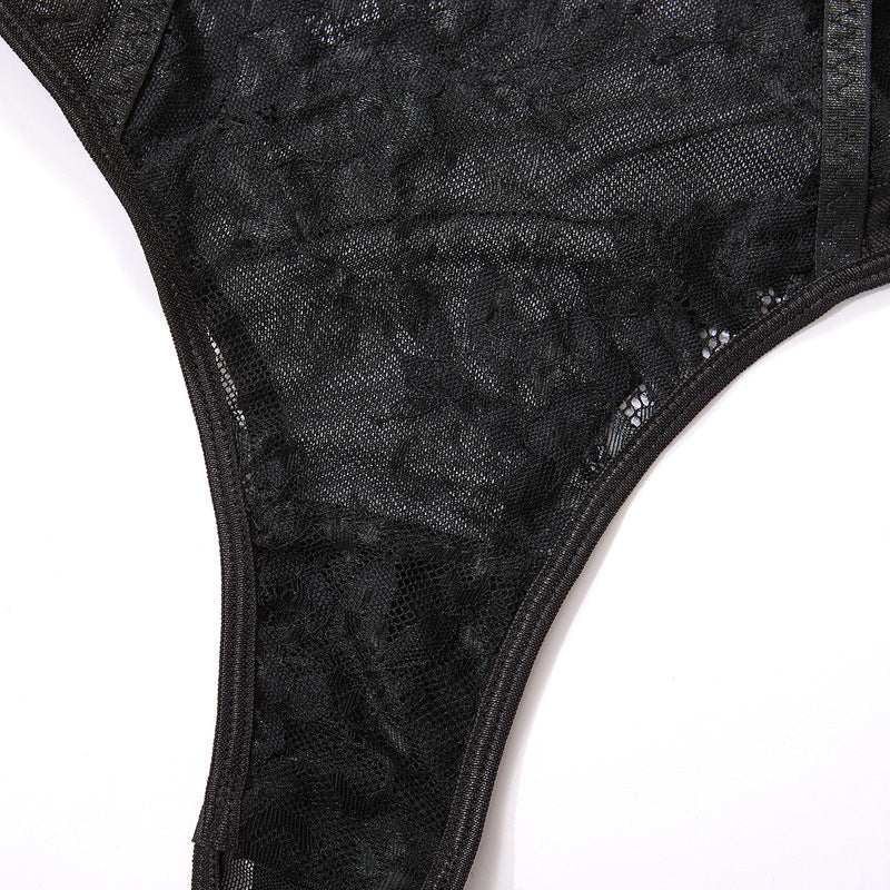 Black Perspective Integrated Bra And Pants Strap Set Panties detail