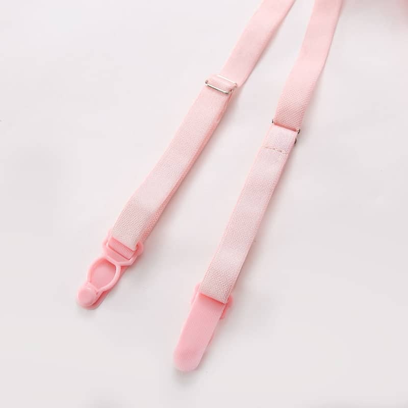 Pink Cute Sexy Lace Teddy Lingerie Set Belt Details