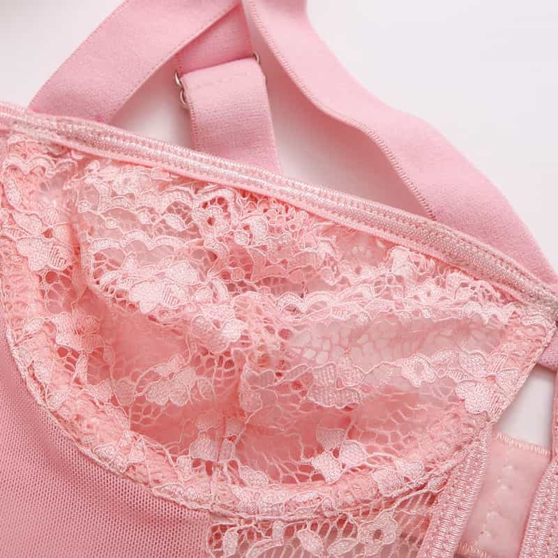 Pink Cute Sexy Lace Teddy Lingerie Set Bra Detalis