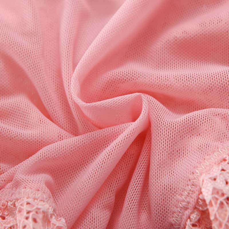 Pink Cute Sexy Lace Teddy Lingerie Set Fabric Details